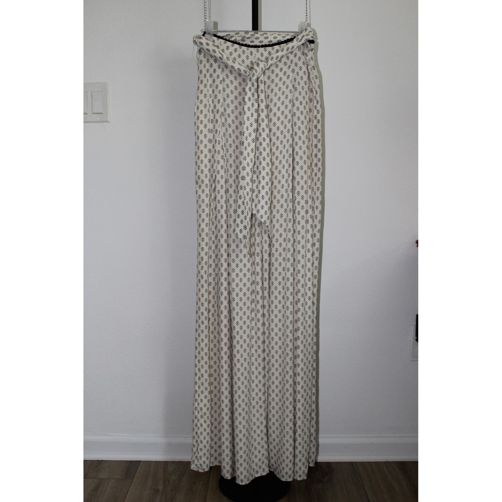 Tularosa Women's Barbara‎ Wide Leg Tie High Waist Floral Print Pants Cream Small